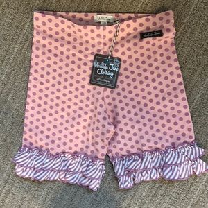Matilda Jane polka dot shorties with stripe ruffles, size 12, nwt